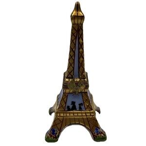 Rochard Eiffel Tower Limoges Porcelain Box Hand Painted Paris Souvenir Gift Vtg